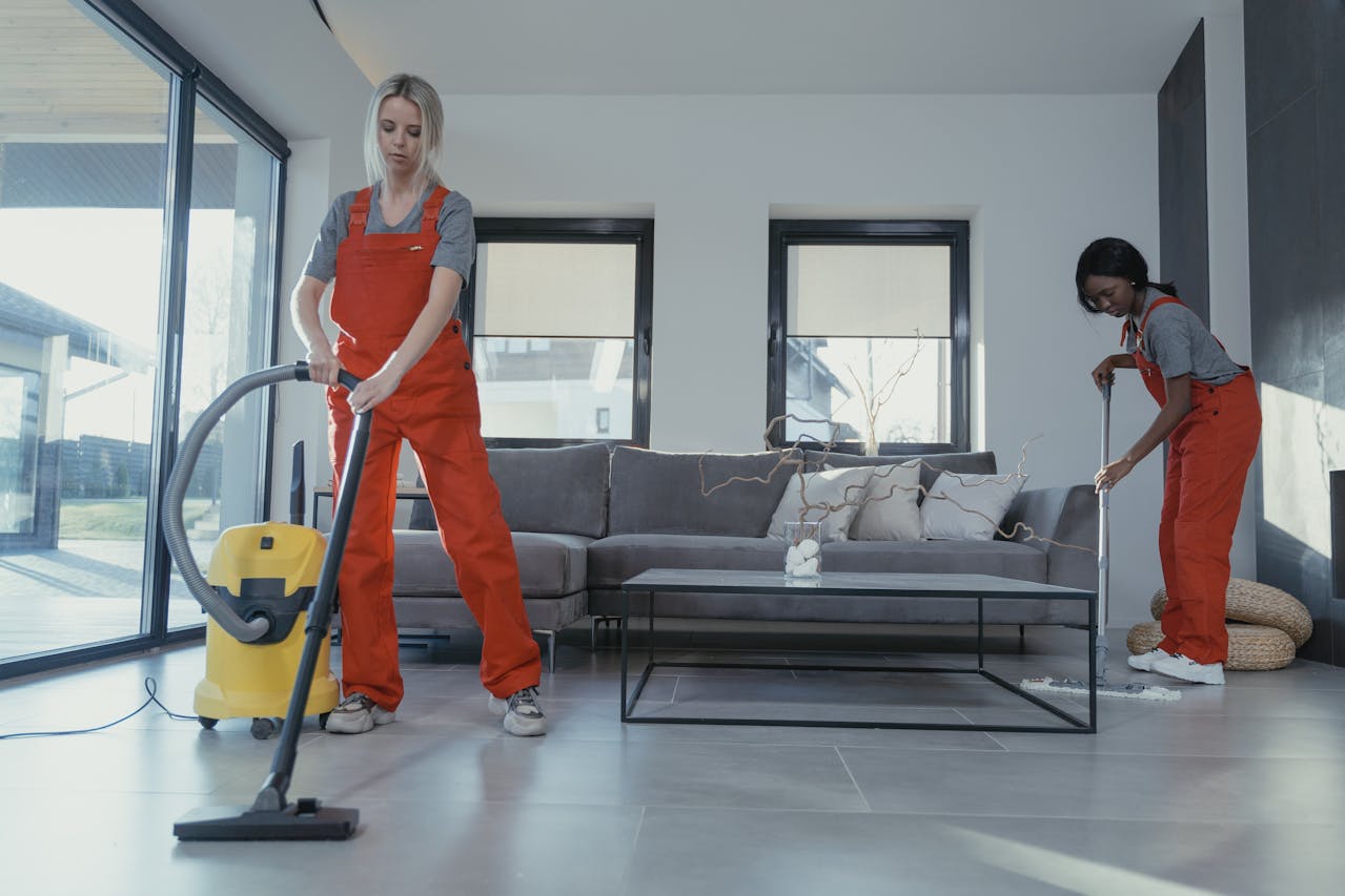 London home cleaning technicians during a spring clean-up