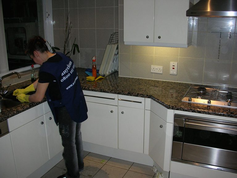 Anyclean team member deep cleaning a bright London home