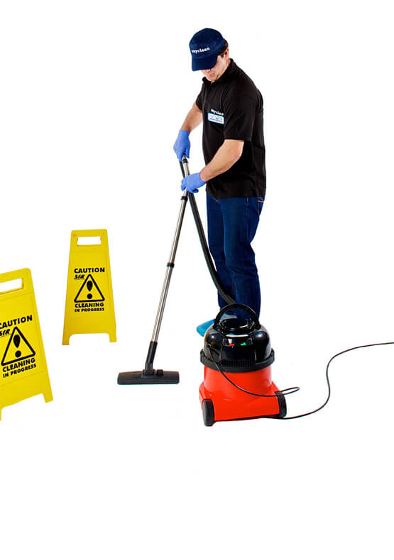 Daily Office Cleaning Operative Vacuuming Hard Floor in London