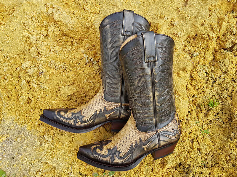 Exotic Leather (Snakeskin) Cowboy Boots with Embroidered Ornaments