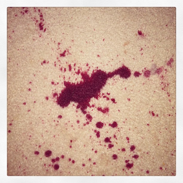 A red-wine spill on a carpet