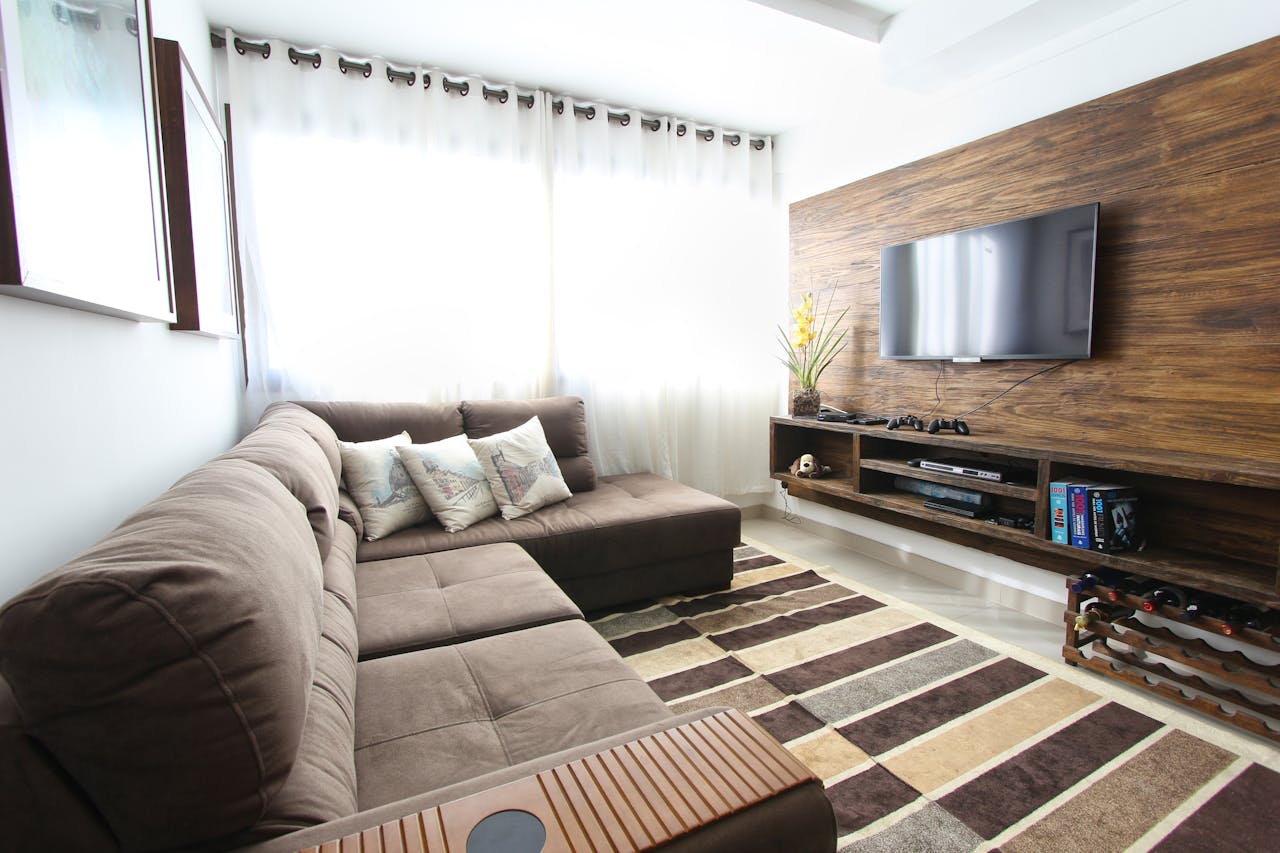 Large grey upholstered living-room furniture set
