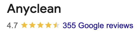 Anyclean reviews on Google