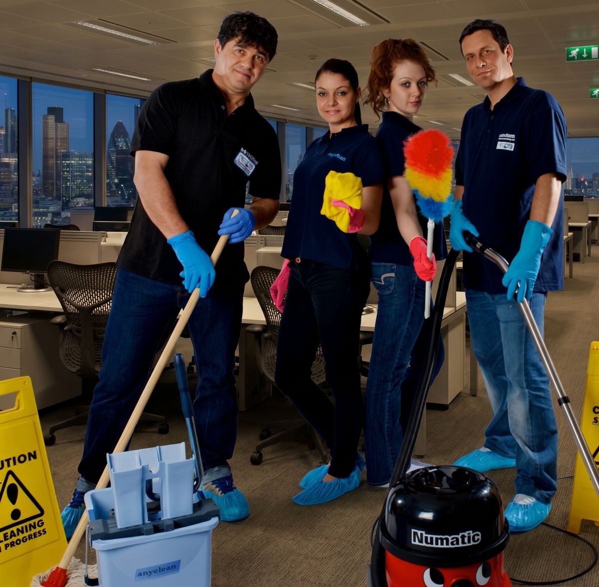 Anyclean office cleaners at work in a Hammersmith office